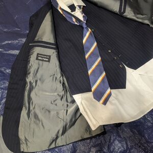 Classic Navy Pinstripe Suit by